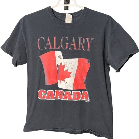 Gildan Other - Calgary Canada Flag Graphic Tee Short Sleeve y2k T-Shirt Black Men's Size L